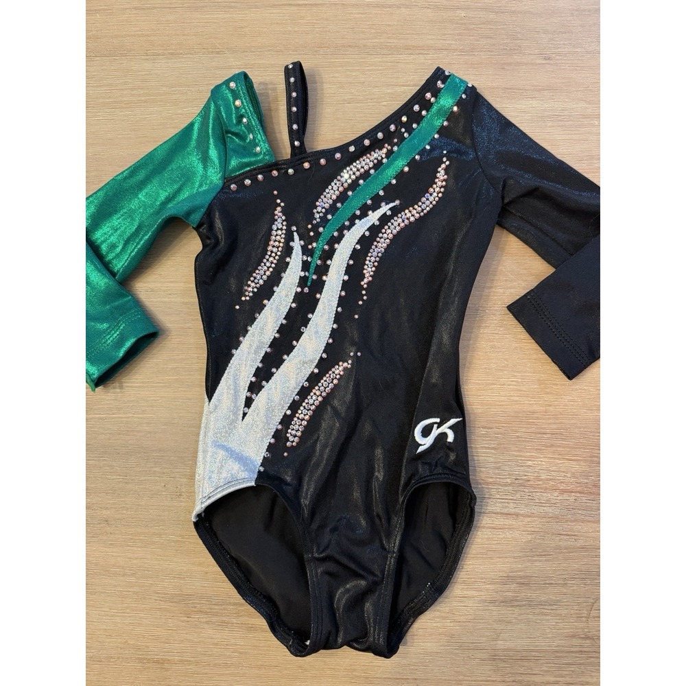 GK Elite CS Child Small Gymnastics Leotard stones & Foil